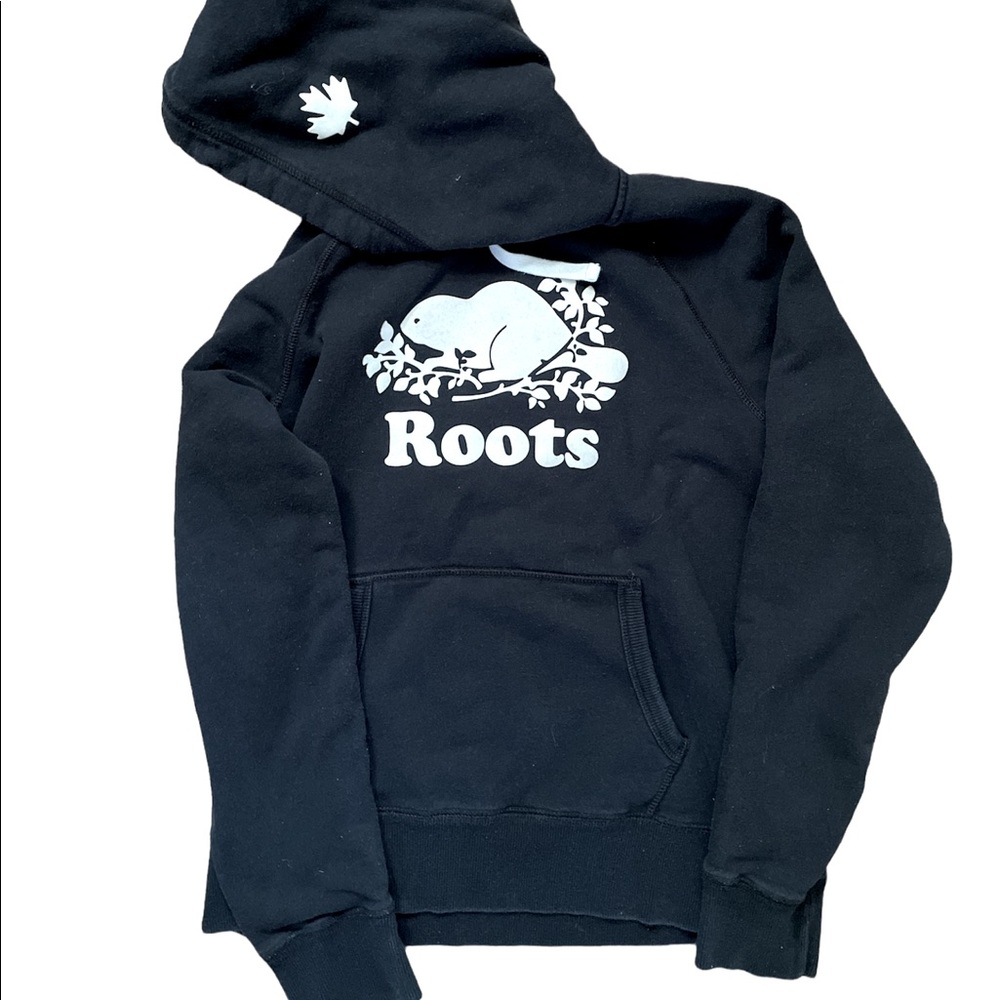 Roots Black Hoodie, Size Small